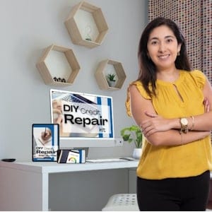 Adriana with the DIY Credit Repair Kit on a desktop screen